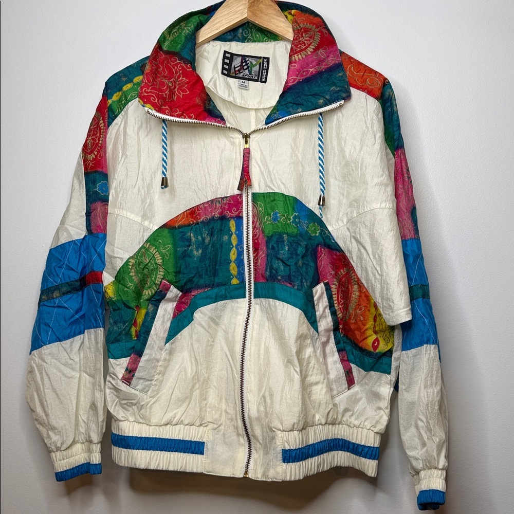 River’s Edge sport vintage 90s windbreaker jacket art multi color size medium - Picture 4 of 6